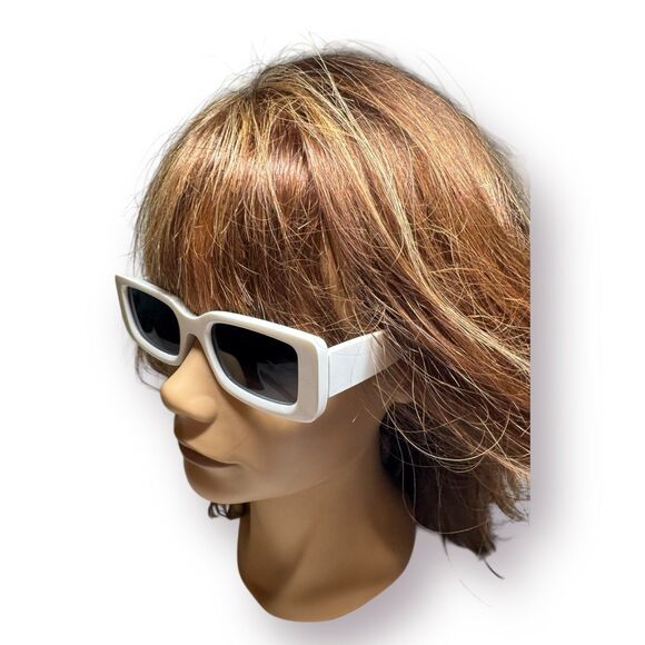 Veda Tinda Vision Rectangle Sunglasses Off White Retro TAC Polarized UV Lenses - Picture 11 of 11